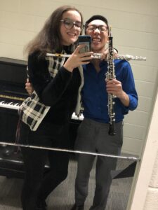 Me and my best friend, Justin, and our instruments!